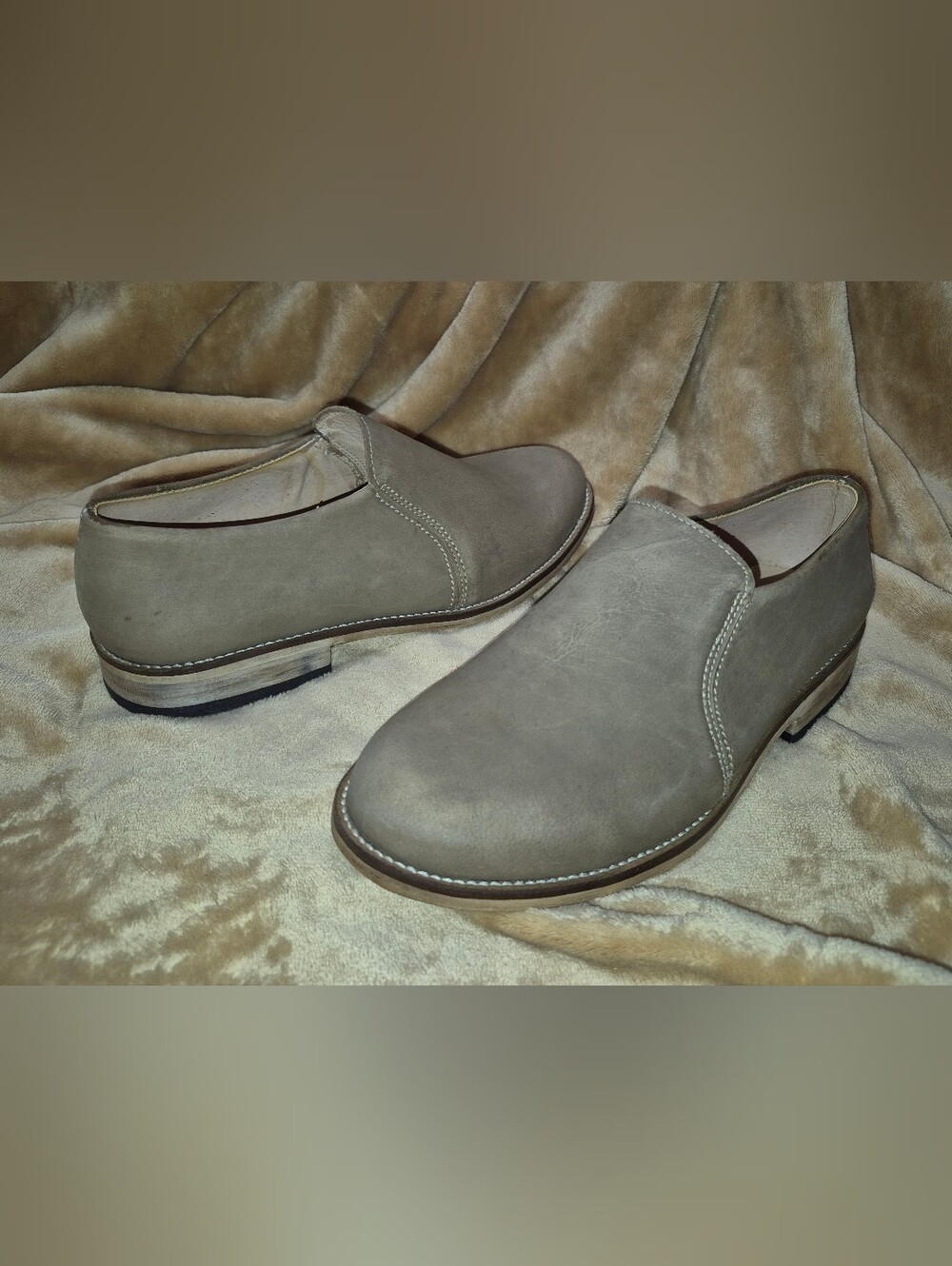 🔥Mint! Oliver Clark 7 Men's Natural Taupe Premium Nubuck Leather Slip On Loafer